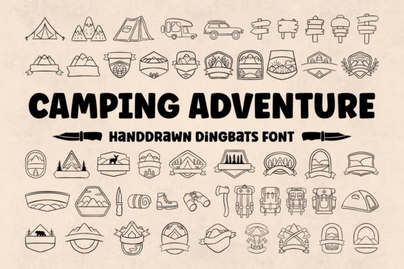 Camping Adventure Dingbats Font for Outdoor Branding