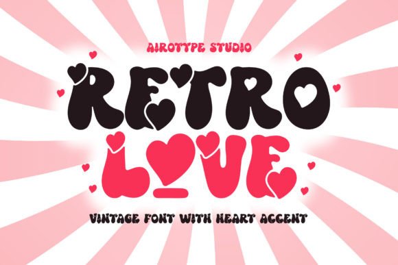 Retro Love Font: Vintage Bubble Typeface with Heart Accent